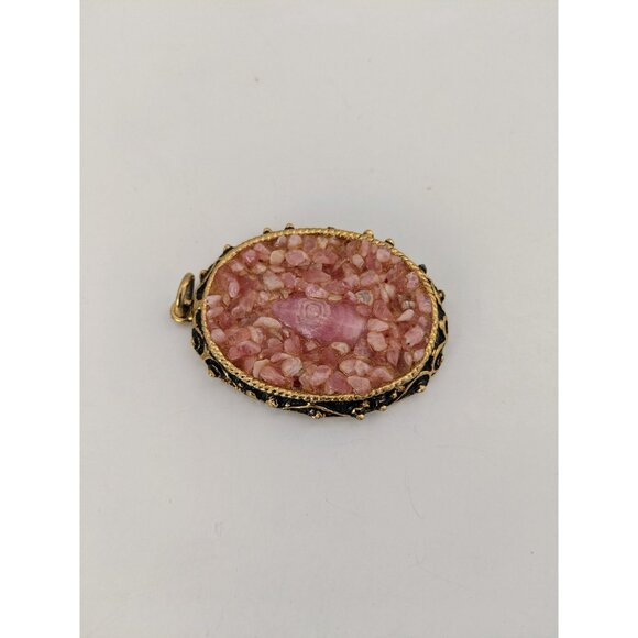 Rose Quartz Pendant Crushed Rose Quartz Pendant Pink Stone Pendant - Picture 2 of 10